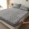 Solid Flannel Plush Bedding Fitted Pack Luxury Cozy Comfy Flannel Bottom Sheet with Deep Pocket,Suitable for Fall Winter