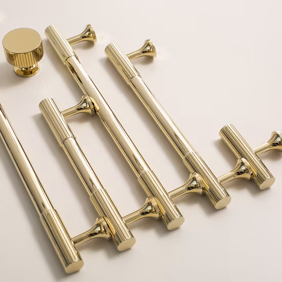 Import Koppalive Bright Gold Polished Home Solid Brass Hardware Kitchen Cabinet Door Pull Handle from China