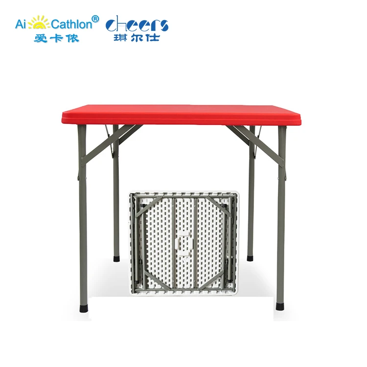 Square Folding Table Outdoor Blow Mold Plastic Foldable Table Quick Shipping