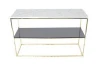 Square Italy white marble with black tempered glass shelve console table with golden metal frame