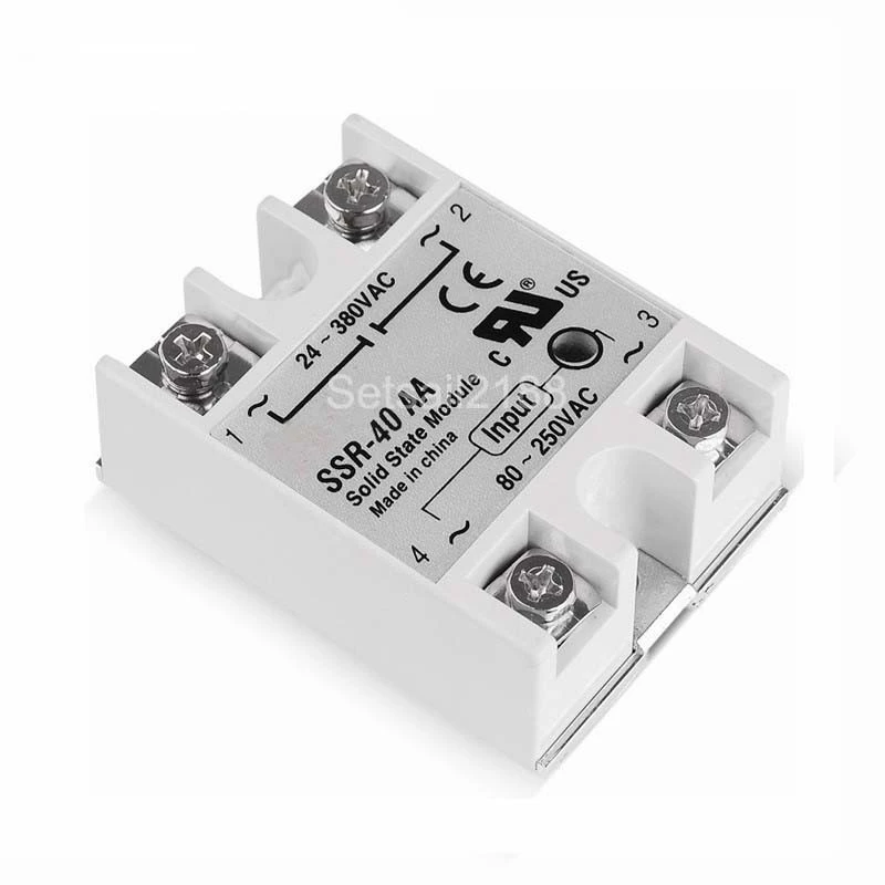 SSR-40AA SSR-60AA AC SSR Solid State Relay 40A 60A Single Phase 80-250V AC TO 24-380VAC