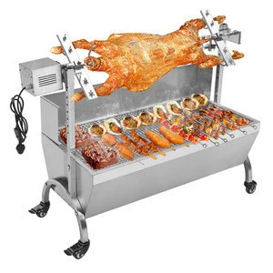 Stainless Steel Spit Roaster Pig Skewer Roast Wholesale Roast Charcoal Barbecue BBQ Grill Pig Lamb Spit Rotisserie Roaster
