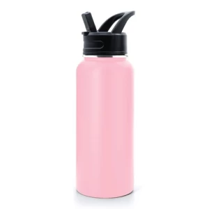 Stainless Steel Water Bottle w/Straw & Wide Mouth Lids 40oz 32oz 24oz 18oz Keeps Liquids Hot Or Cold With Handle 64oz 128oz 50oz