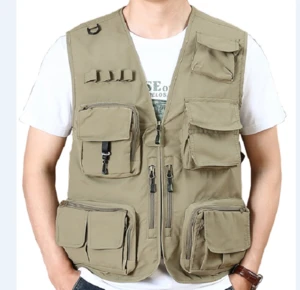 stand collar sleeveless jacket mens quick-drying waistcoat outdoor  multi-bag fishing vest
