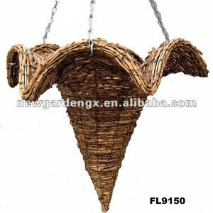 Star cone wicker hanging basket