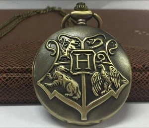 Steampunk Hogwarts School of Witchcraft and Wizardry Golden Snitch Quartz Pocket Watch Sweater Necklace Chain
