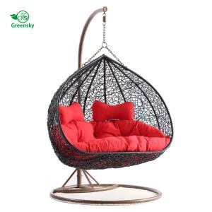 steel frame hanging rattan cane basket chair leisure garden hang lounge double swing rocking chair