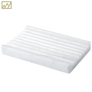 Stone Custom Private Label Natural Modern White Stripe Luxury Marble Soap Dish Bathroom Bar Holder Soap Dish