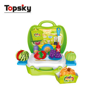 Suitcase styles set cutting toy kitchen pretend play fruits and vegetables toys with GCC