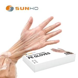 Sunnyhope Wholesale PE Gloves Custom Food Grade Polythene Working Gloves Protective Transparent Hand Gloves