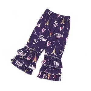 Sweet Girl Leggings Wholesale Baby Clothing Kids Valentine&#039;s day Triple Ruffle Pants
