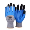 Textured blue latex industrial rubber coated orange nylon knitted work gloves