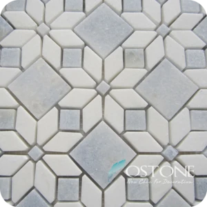Thassos White Azul Cristallino Marble Mosaic,Flower Marble Mosaic Tile