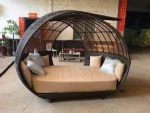 Top Popular Wicker Rattan Day beds Big Chaise Lounge Outdoor Plastic Rattan Beach Lounge Chair