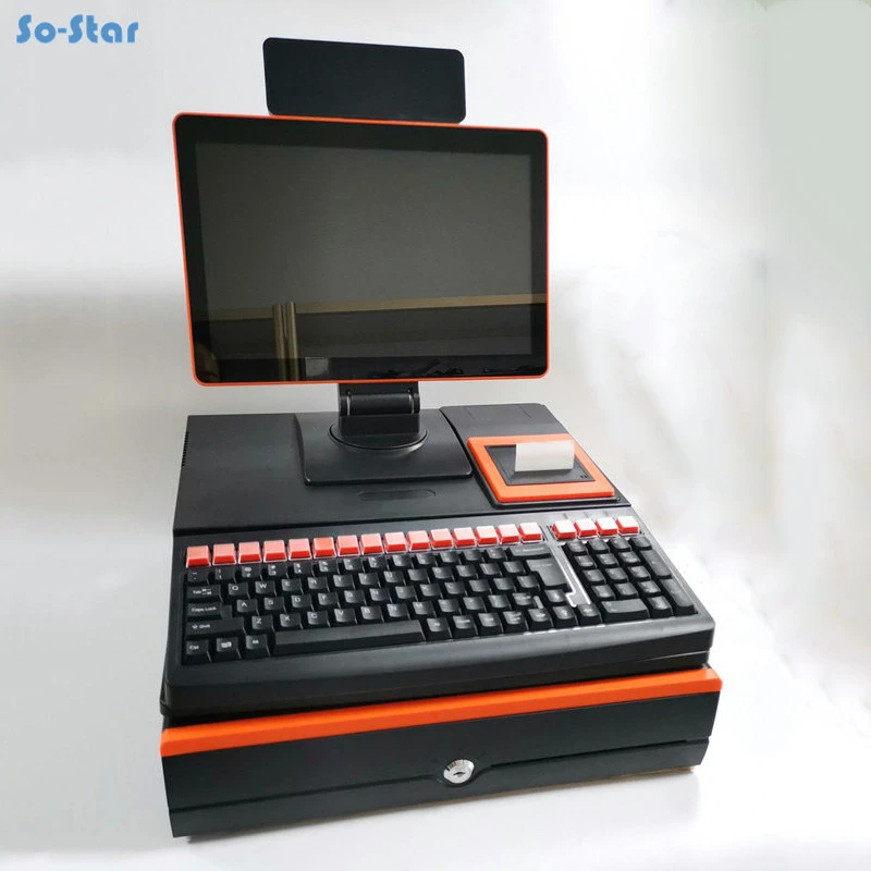 Top sales wifi 15.6 inch screen windows 10 all in one cash register RS232 with Cash Drawer and thermal printer