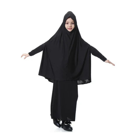 Traditional Minimalist Arabian Abaya Kids Clothing Factory Wholesale Hot Selling Modest Polyester Children 3 Piece Abaya Set