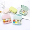 Travel Vitamin Organizer Small Pill Box Hard Plastic Pill Storage Cases Wheat Fiber Removable 6-Compartment Pill Case