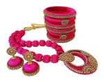 Trendy Multicolor Silk thread necklace handmade designer jewelry sets rhinestone jewelry sets