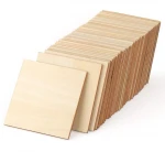 Unfinished 4 Inch Wood crafts Natural Slices Squares Cutouts for DIY Crafts Painting Staining Burning Coasters