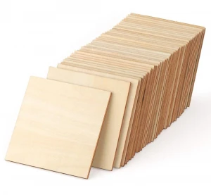 Unfinished 4 Inch Wood crafts Natural Slices Squares Cutouts for DIY Crafts Painting Staining Burning Coasters