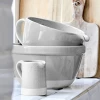 Unique custom cheap large ceramic bakery cake batter bowl with handle and spout
