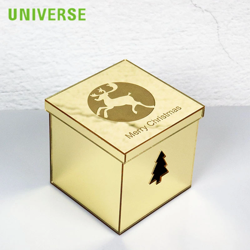 UNIVERSE personalized small clear wedding acrylic candy bin favor cube box display acrylic candy box with lids
