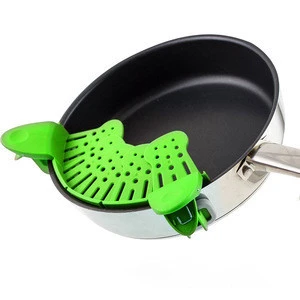 Update Clip-on Silicone Strainer for Draining Food while Cooking Snap Pan Strainer