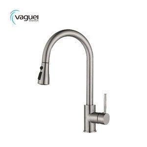 Vaguel upc brass chrome finish pull-out spray head kitchen faucet mixer