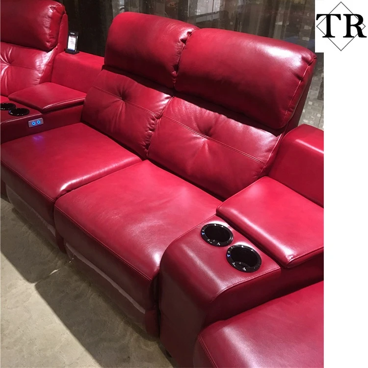 VIP Home theater recliner sofa set Curved shaped family cinema functional sofa electric reclining sectional sofa