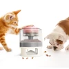 White Gray Cat Dog Toy Food Feeder Auto Food Dispenser With Interactive Performance Happy Push Feeder