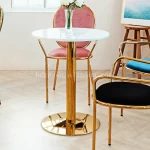 White marble small round table cafe dining room table
