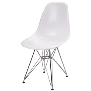 white modern furniture armless leisure chrome metal legs dsws plastic living room chair