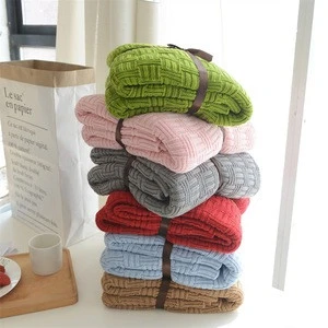 Wholesale 100% Cotton soft Sofa Knit throw and knitted