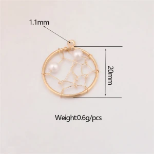 Wholesale 2020 Korean Temperament Gold Round Pearl Charms DIY Women Accessories Earrings Charms for Jewelry Making
