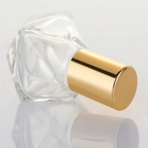 wholesale 5ml unique shape roll on glass bottle with  roller ball and gold screw cap