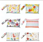 Wholesale Baby Cloth Waterproof Wet Bag Reusable printed organizer Maternity Stroller Travel Wet Diaper Bags