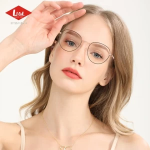 Wholesale Best Yellow Metal Spectacle Computer Protection Eyewear Adolescent Round Reading Glasses Optical Frame Acetate Danyang