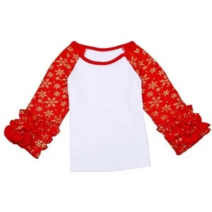 wholesale boutique children clothing star fashion kids baby girl long raglan sleeve  ruffle shirt