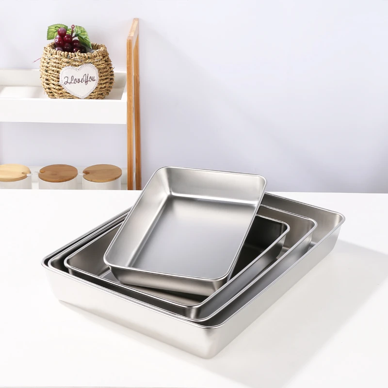 wholesale bread fruit dish kitchen tray metal stainless steel deep serving dishes