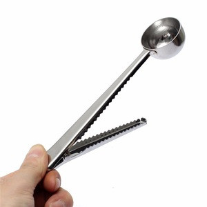 Wholesale bulk stainless steel clip protein powder measuring spoon for tea coffee powder