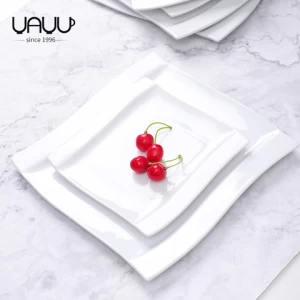 Wholesale cheap price wedding banquet used square white dinner plates dessert ceramic plate