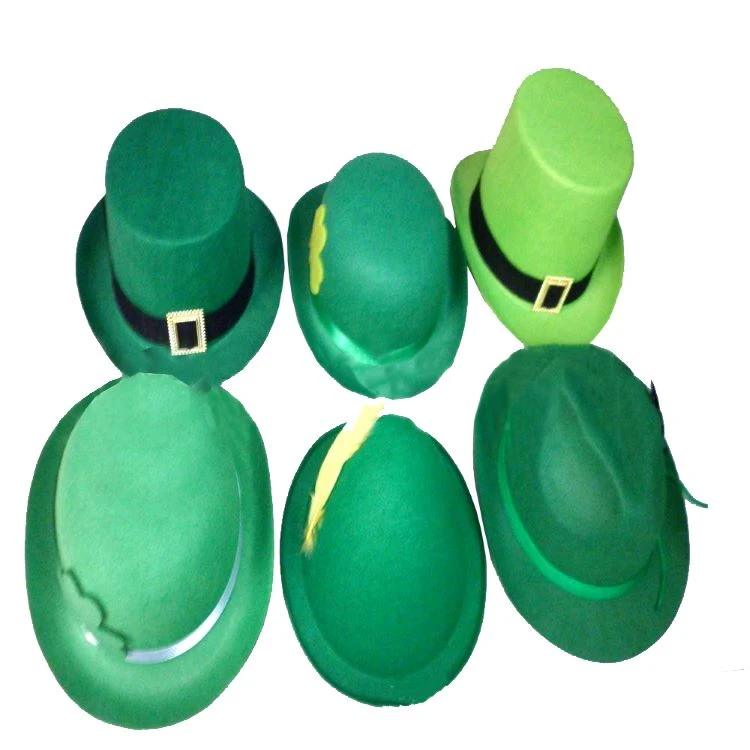 wholesale Custom Irish Festival Street Hat St. Patrick&#x27;s Day Shamrock Green Top tall party round hats