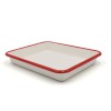 Wholesale durable rectangular flat bottom white steel enamel metal serving tray dishes plates
