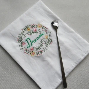 Wholesale Elegant Custom Cotton White Embroidery Dinner Table Napkin