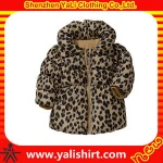 Wholesale high quality fitness winter nylon/polyester hooded leopard down jackets children's clothing