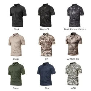 Wholesale High Quality Tactical Polo Shirts Clothing Green Camouflage Outdoor Hunting Combat Short Sleeve T Shirt For Men