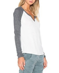 Wholesale Plain Long Sleeve Women Cotton T Shirt