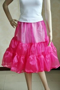 Wholesale Puffy tulle A line wedding petticoat Dance Burlesque Petticoat sexy peach red skirt