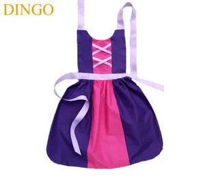 Wholesale ruffle daughter little lovely kids dress up baby girl cotton kitchen cooking anna aprons children kids princess apron
