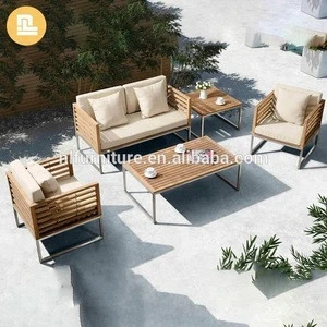 Wholesale Simple Synthetic Wooden Wicker Garden Furniture Outdoor Sofa Set